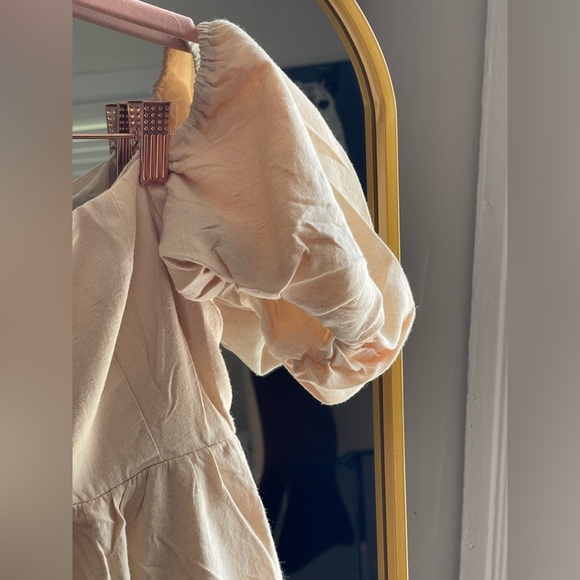 NWT O.P.T Beige River Puff Sleeve Pleated Maxi Dress - Picture 4 of 9